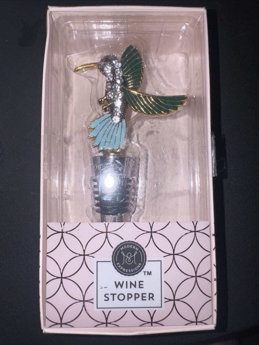 Modern Expressions Wine Stopper with Rhinestone Bird and Rhinestones